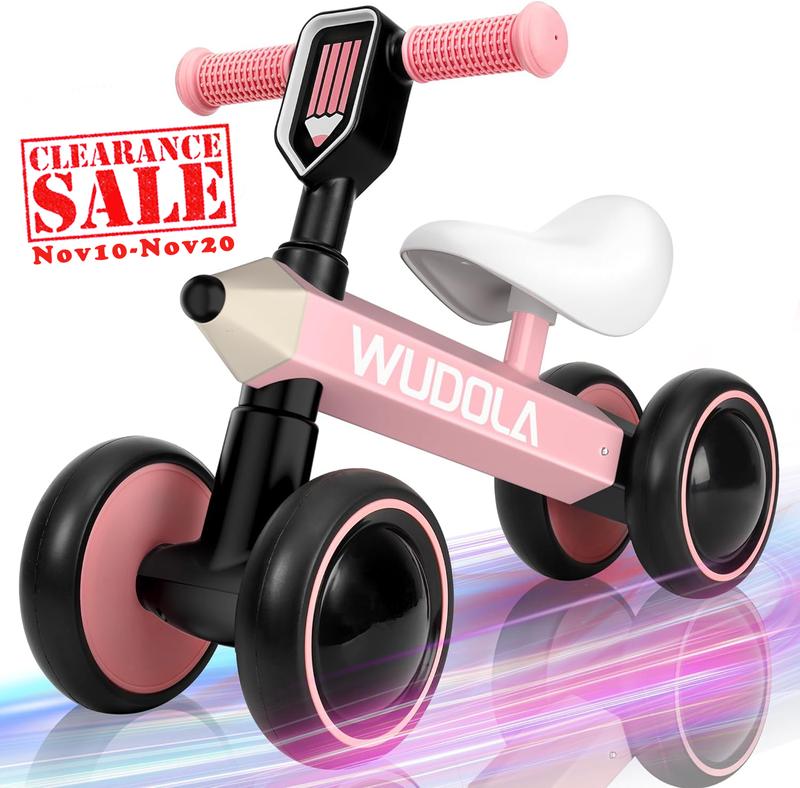 Baby Balance Bike for 1 Year Old, Birthday Gifts for Boys and Girls - No Pedal 4 Silence Wheels & Soft Seat Toddler Bike for 10-36 Months, Pink