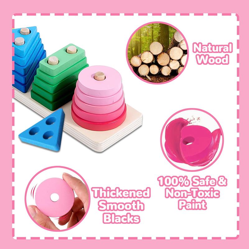 Shape Sorting and Stacking Toy for Children, Montessori Toys for Kids, Learning Toys for Boys Girls