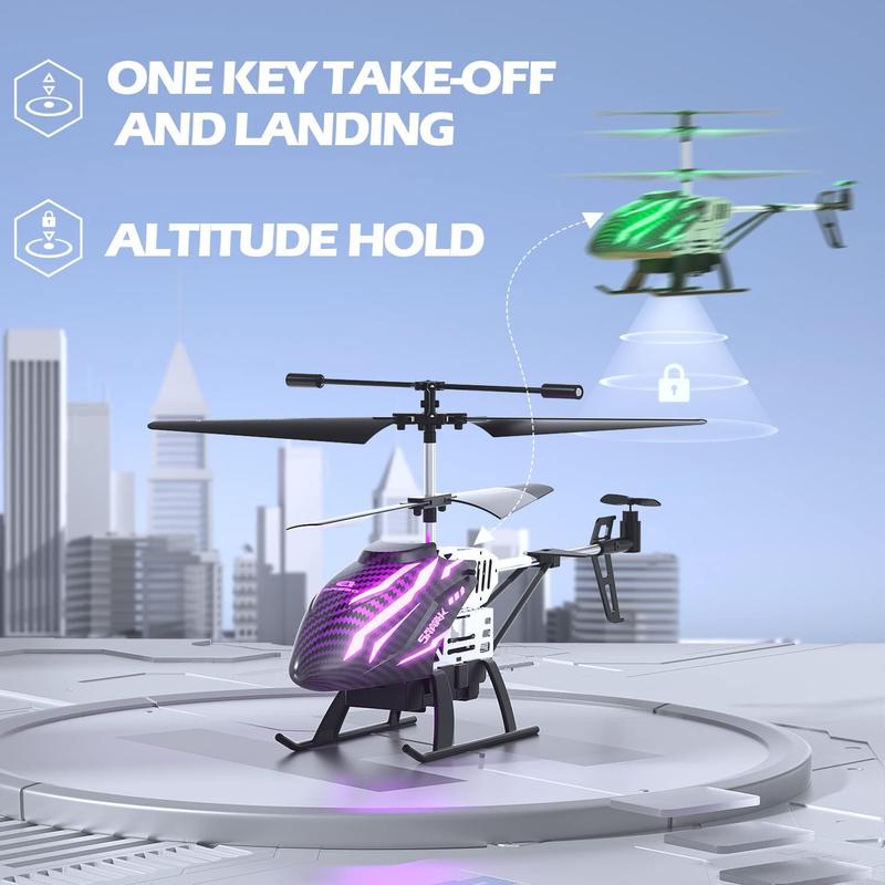 DEERC DE23 Remote Control Helicopter, RC Helicopters with 7 Colors Light, 2 Modular Battery for 24 Min Play, Altitude Hold, One Key take Off Landing, 2.4GHz Aircraft Indoor Flying Toy rc flying