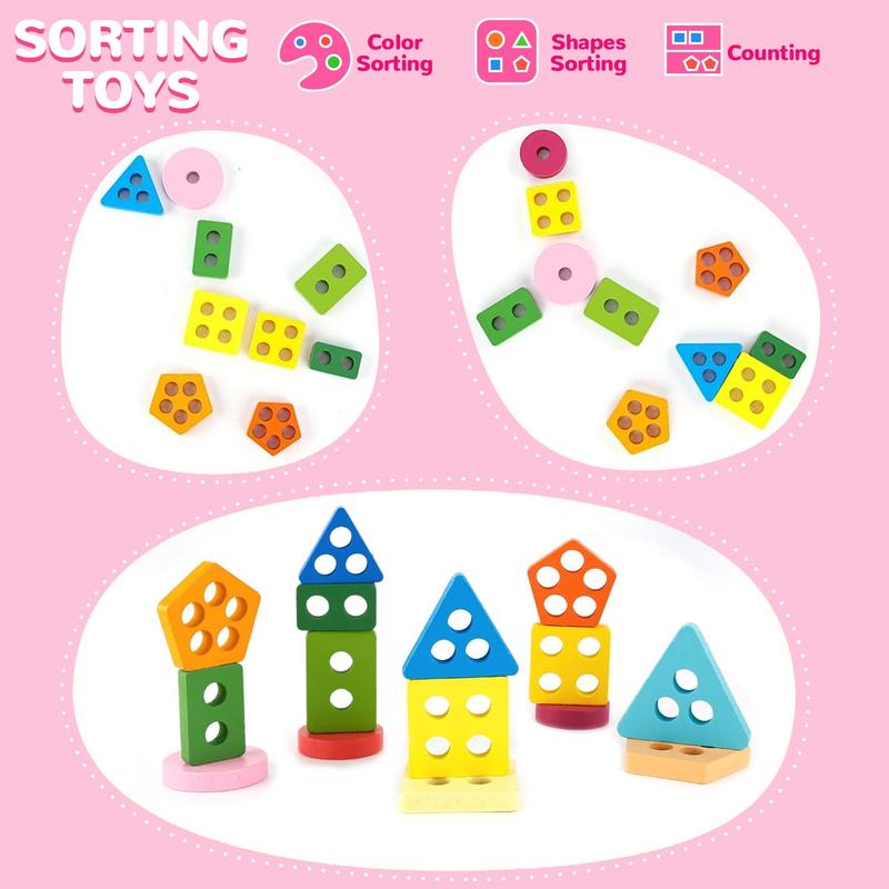 Shape Sorting and Stacking Toy for Children, Montessori Toys for Kids, Learning Toys for Boys Girls