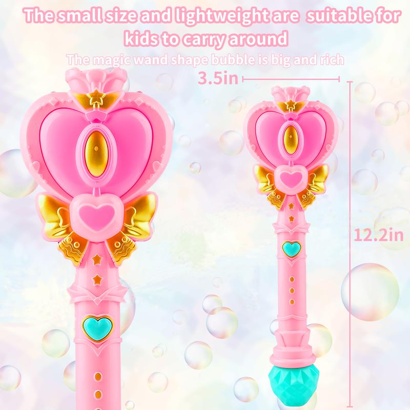 Tlkiaa Bubble Wand for Kids, Princess Heart Bubble Machine Blower Maker Wand with Light, Easter Basket Stuffers Outdoor Toys Gifts for 1-8 Years Old Toddlers Little Girls Include Bubble Solution rocket bubble wubble bubble balls bath bubblemachine