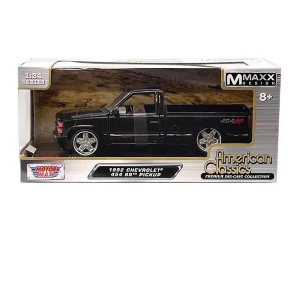 Motormax 1:24 1992 Chevrolet 454 SS Pickup with Custom Wheels – Black – American Classics Mmaxx Design