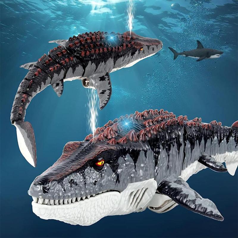 Remote Control Mosasaurus Dinosaur Toy, 1 Count Rechargeable Electric Simulation Dinosaur Toys with Light & Spray, Pool Toy for Swimming Bath Lake Ocean, Stocking Fillers Gift, Christmas, Christmas Gift