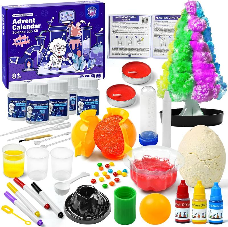 Science Advent Calendar 2024 for Girls Boys Countdown Calendar Gifts S-T-E-M Science Experiments with 24 Cool Experiments Christmas for Kids Age 4-6-8-12