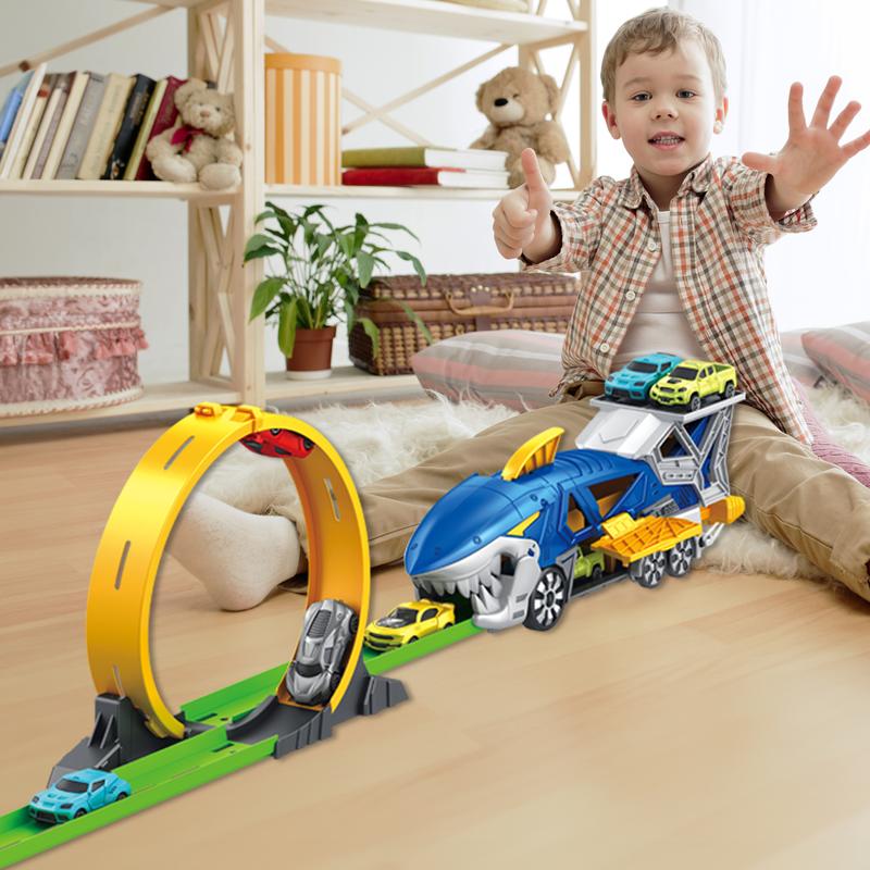 Shark Toy Car Track Set, Loop and Launcher Race Car Toys, Truck for 3-9 Year Old Boys and Girls