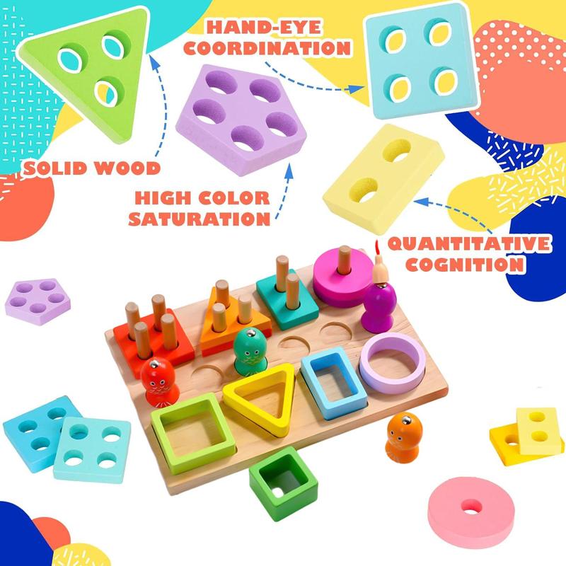 Montessori Toys for Boy and Girl, Shape Sorting and Stacking Toy for Children, Learning Educational Toys for  Boys Girls