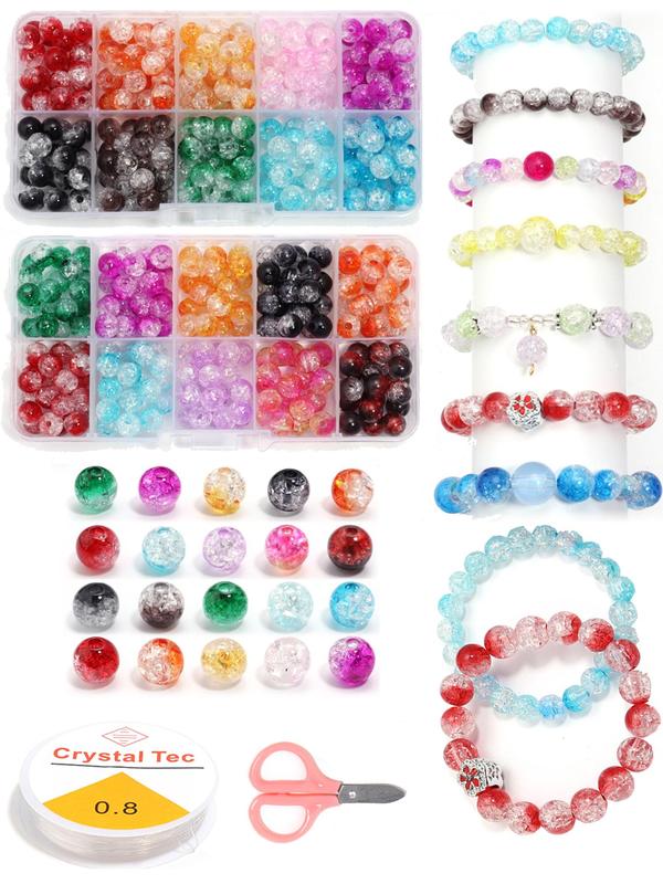 Colorful Acrylic Bead Kit, DIY Jewelry Accessories for Bracelet & Necklace, Boho Style Beaded Jewelry for Women & Girls