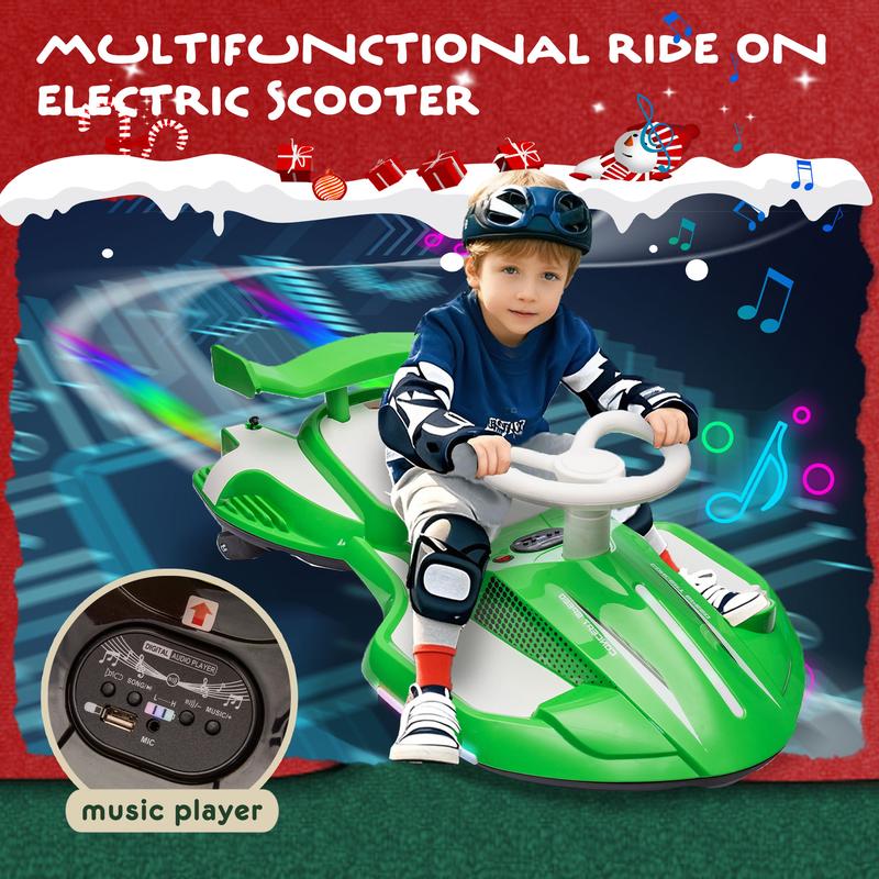 12V Kids Ride Wiggle Car with Pedal, On Electric Toy,360 Degree Drift in place,Spray function,Front&Side Lights design,USB MP3,Bluetooth,Music christmas 2024 ornament christmas gifts boys christmas gifts gifts for boyfriend