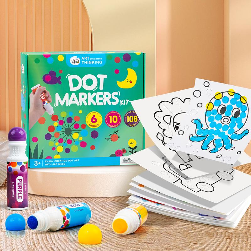 Jar Melo Dot Markers Kit,Dots Paints Craft Activity With 108 PDF & 10 Physical Activity Papers, Non-Toxic Bingo Daubers for Toddlers