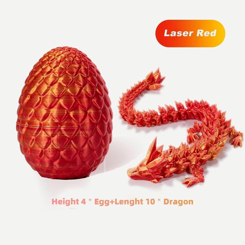 3D Printed Dragon Egg, Articulated Dragon Inside, Crystal Dragon Fidget Toy, Mystery Dragon Egg for Autism ADHD