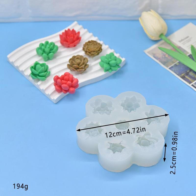 7 Hole Succulent Shaped Silicone Mold, 1 Count Multi Grid Flower Shaped Candle Mold, DIY Candle Making Mold, Soap Making Mold, DIY Craft Supplies