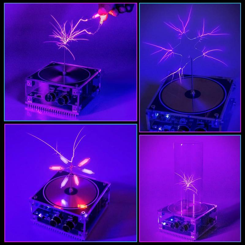 Compatible Musical Tesla CoilTouchable Artificial,LightningSpark Crack Arc Generator DesktopDecoration Arc Plasma Science TeachingExperiment Model