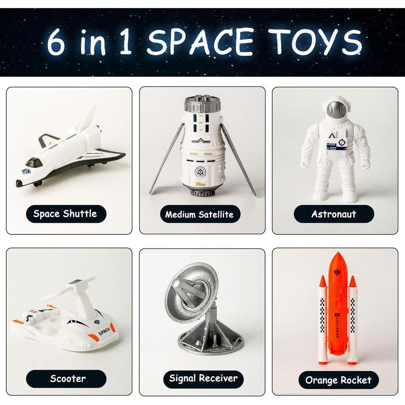 Space Exploration Shuttle Toys, Space Explorer Toy Kit, Include Signal Receivers, Satellites, Astronaut, Space Scooter, Space Toys Gift for Exploring Boys and Girls