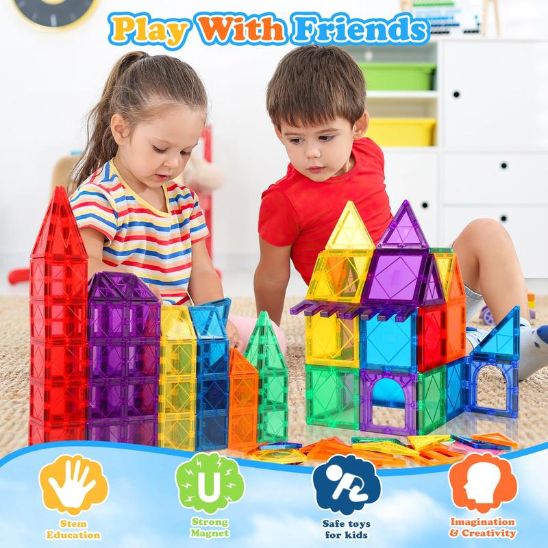 Magnetic Tiles Kids Toys, Magnetic Tiles for Kids Ages 3-5 5-7 Years Old, 3D Magnetic Building Blocks STEM Learning Construction Toys for Boys Girls