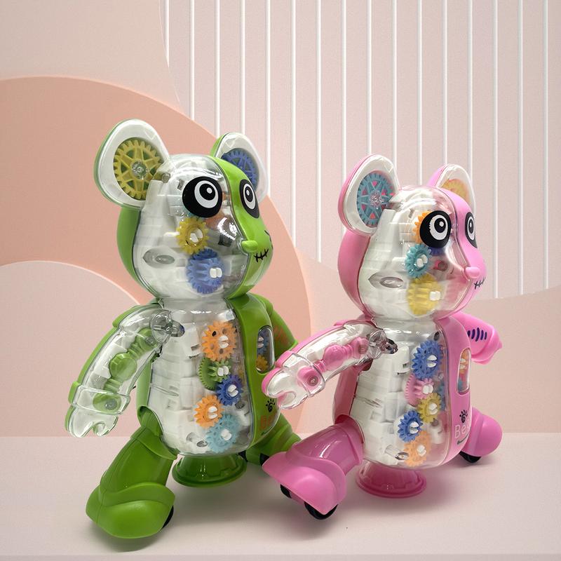 Cute and transparent gears, dancing and singing bear electric toys, decorative toys, suitable for boys and girls