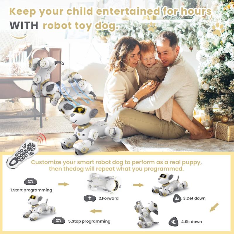 Remote control  robot dog,  robot dog children's toys,  children's toys, USB  electric remote control robot pet, programming stunt dog, fidget toys Montessori toys, children's gifts   Robot Dog Toy