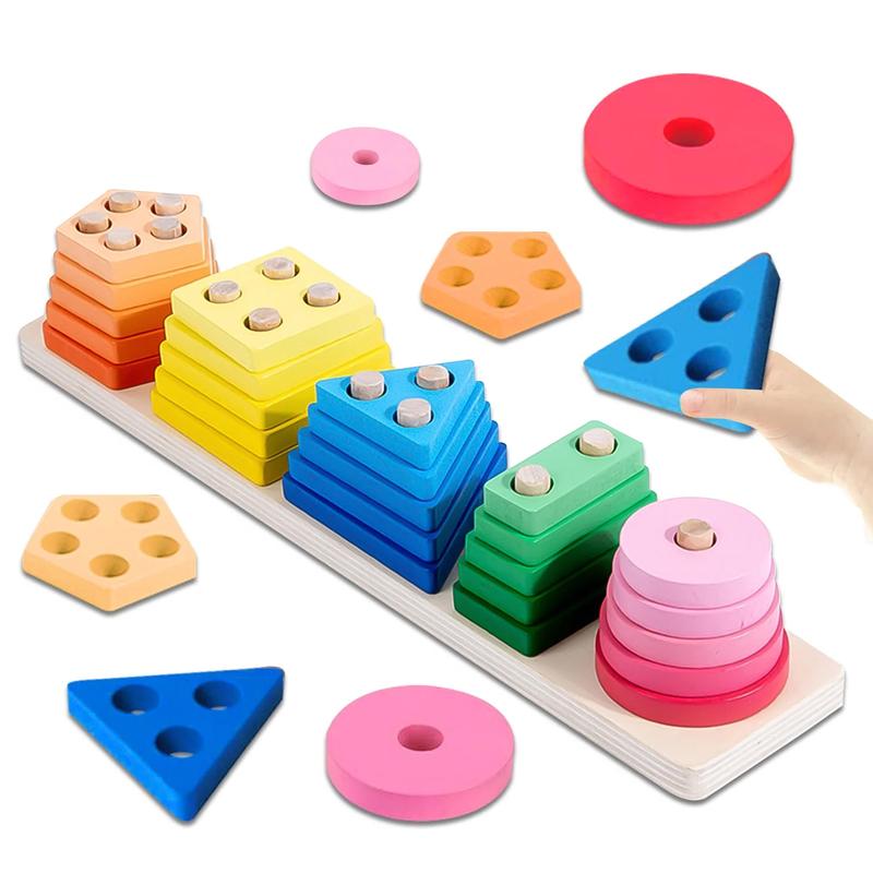 Shape Sorting and Stacking Toy for Children, Montessori Toys for Kids, Learning Toys for Boys Girls