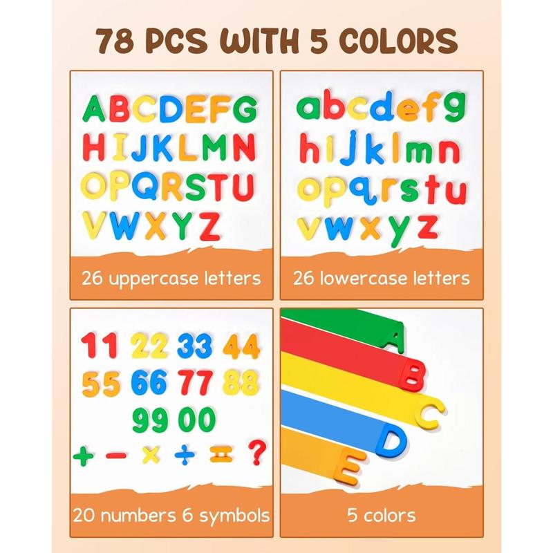 78 Pieces Magnetic Letters Numbers Alphabet Fridge Magnets, Kids Learning Plastic Colorful Toys Set, Gifts for Boys Girls Learning