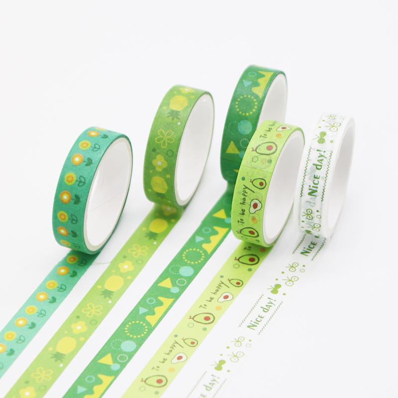 Fruit Pattern Washi Tape, 5 Rolls set Creative Geometric Pattern Washi Tape, DIY Decorative Tape for Scrapbooking, Journaling, Gift Wrapping