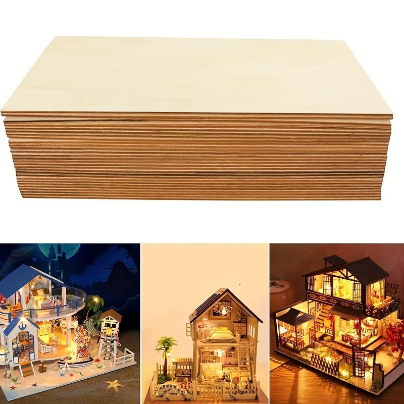 Unfinished Wood Board, 16pcs set 6 Inch *12 Inch Square Wood Board, Smooth Surface Wood Board for Laser Cutting, Wood Burning, Building Model, Staining, DIY Wood