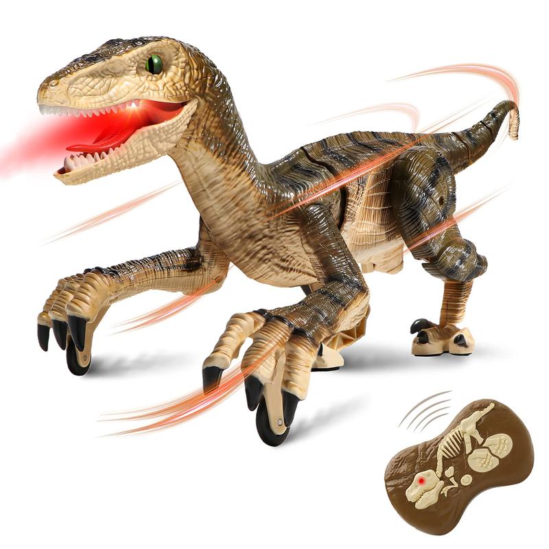 RC Dinosaur Toys  for Kids, Electronic Remote Control Dinosaur Walking Robot Toy with Light & Realistic Roaring Sound Velociraptor