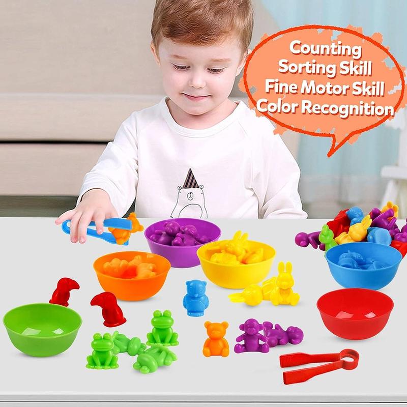 Color Classification Toy, 1 Set Cartoon Animal Shape Sorting Sensory Toy, Counting & Matching Games, Preschool Learning Activities for Math, Montessori Toy