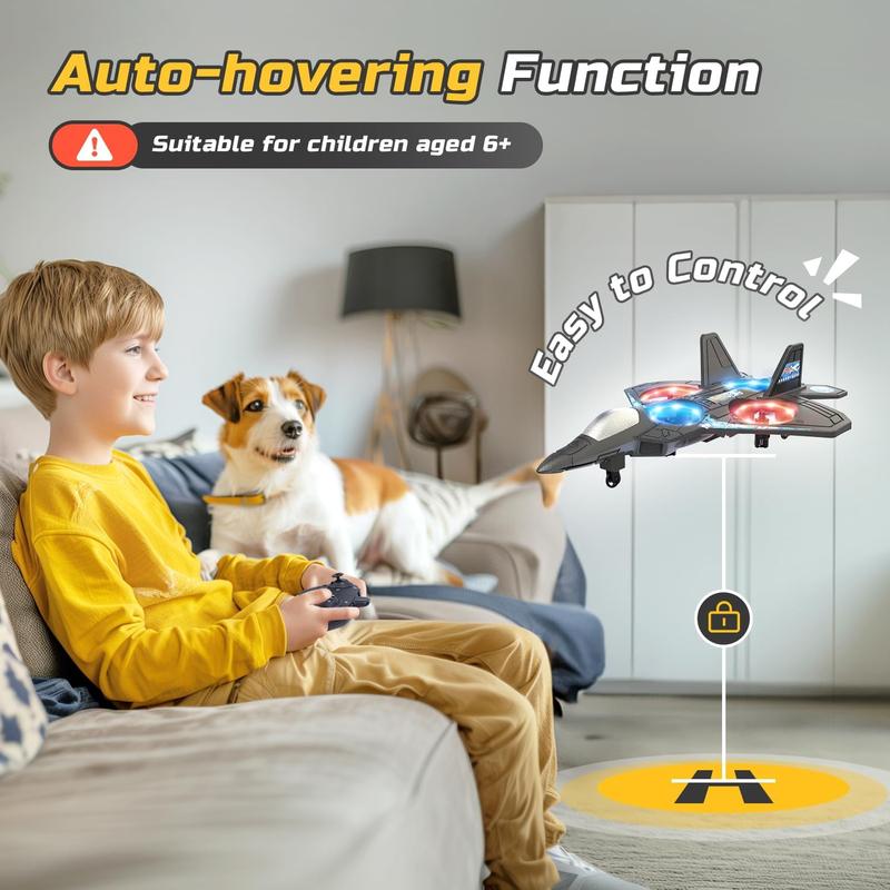 Form Drone RC Airplane for Kids and Beginners, Remote Control Plane Fighter Jet with Light, Auto Hovering, 360° Flip and 2 Batteries (15 Mins)