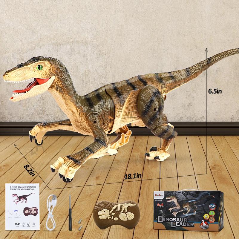 RC Dinosaur Toys  for Kids, Electronic Remote Control Dinosaur Walking Robot Toy with Light & Realistic Roaring Sound Velociraptor