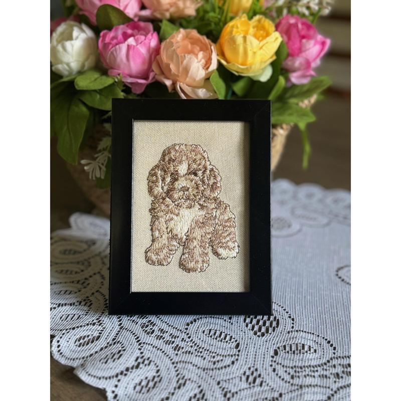 Poodle Doodle Machine Embroidered and Framed!  Other Designs and Breeds Available!