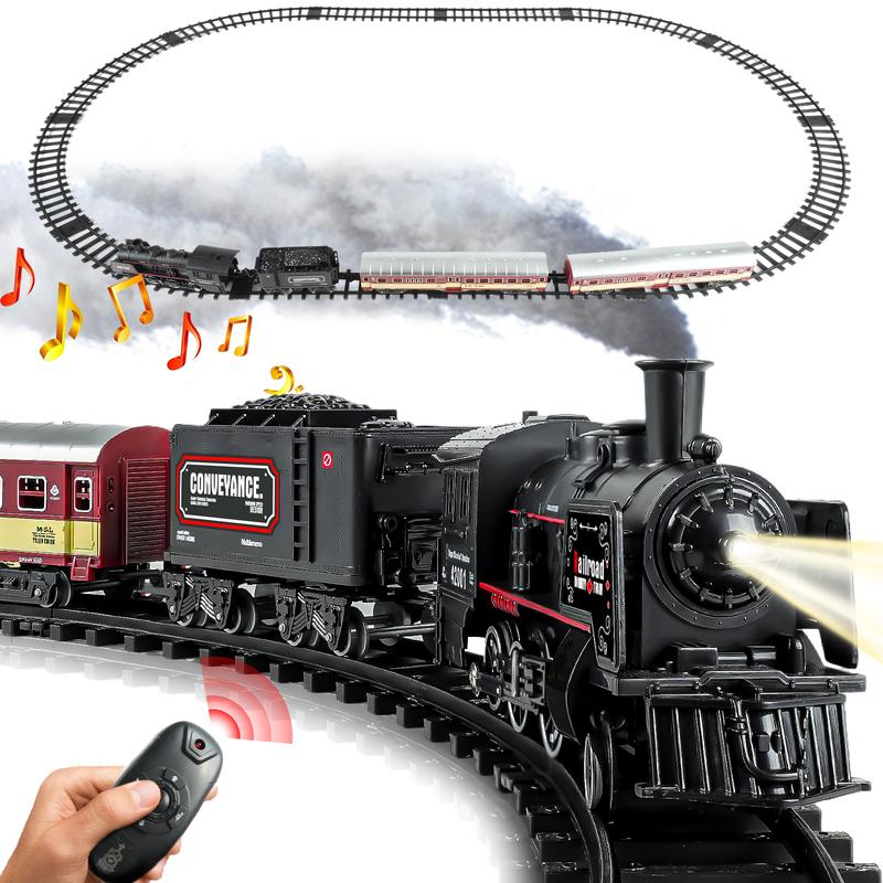 Christmas Remote Control Train Set,  Train Toys for Kids with Smokes, Lights and Sound , Best Christmas Gifts