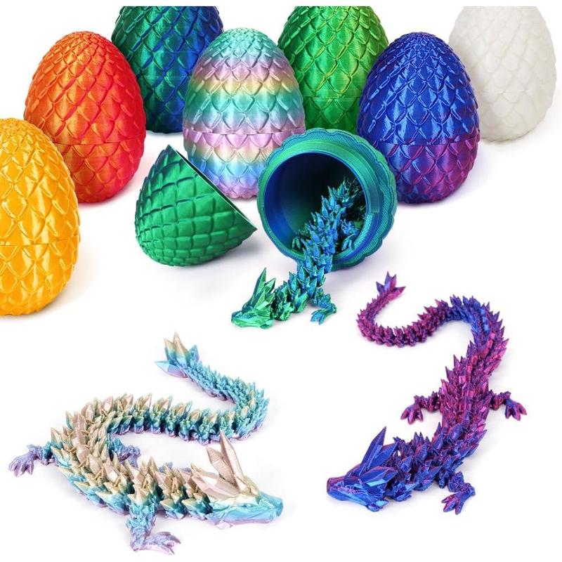 3D Printed Dragon Egg, Mysterious Crystal Dragon Egg Toy Surprise, Articulated Crystal Dragon Egg with Dragon Inside, Toy Gift for Kids Boys Girls