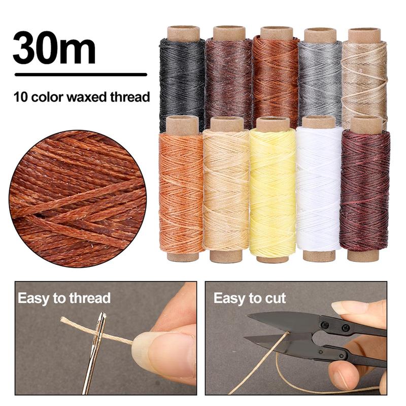 Leather Craft Kit Set, 1 Set Leather Working Tool, Repair Kit with Wax Thread, for Punching Sewing & DIY Craft Making, DIY Sewing Tool Kits for Home Use, Stocking Fillers Gift