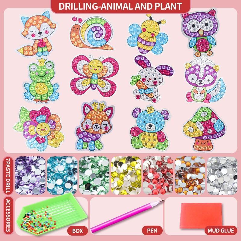 DIY Diamond Arts Colorful Paintings Kit, 1 Set Cartoon Animal & Dessert Pattern Diamonds Art Decorative Painting, DIY Decor Painting for Bedroom Living Room Office, Christmas Gift