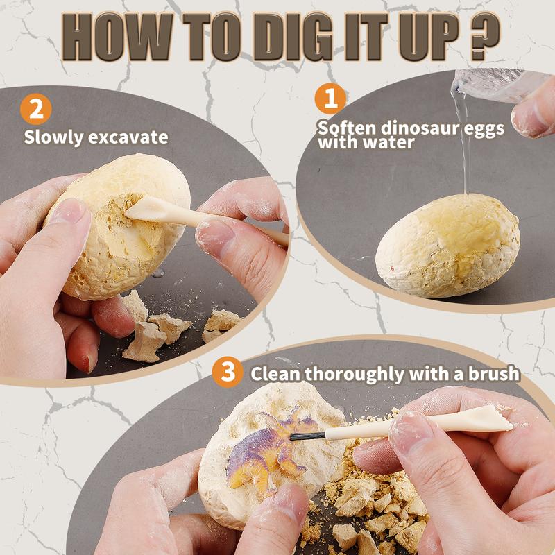 Dig Up Dinosaur Fossil Eggs, Break Open 12 Unique Eggs and Discover 12 Cute Dinosaurs, Easter Digging Toy for Kids