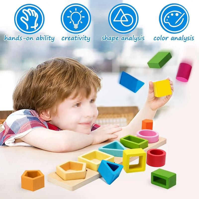 Montessori Toys Shape Sorting and Stacking Toy Fine Motor Skills, Learning Educational Toys for Kids