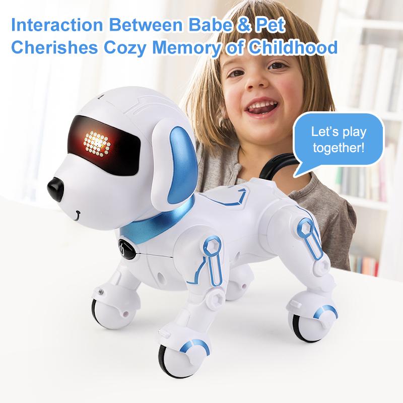 AI Remote Control Smart Pet Dog Robort for Interaction Between Baby and Pet with Touch Sensing Function,Pink and Blue Smart kids toy Rich Contents for kids'Early Education（Story English Nursery rhymes)