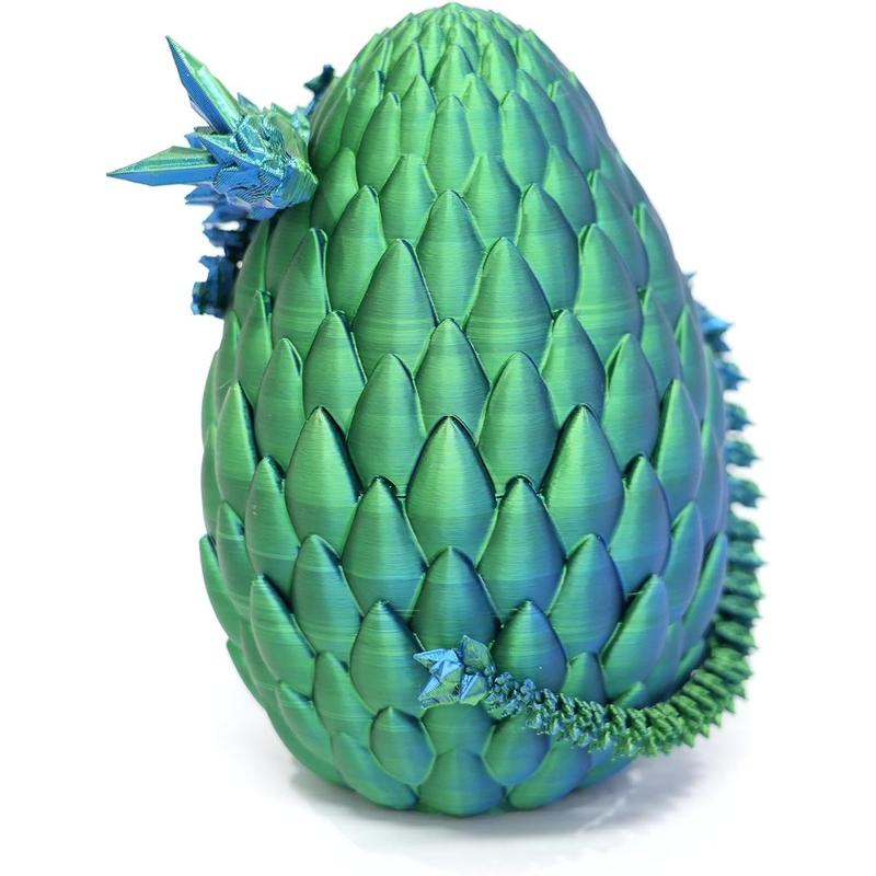 Dragon Egg- Gold - Surprise Egg with Flexible Pearly Sheen Dragon, 3D Printed Gift Toy, Figurine Decor