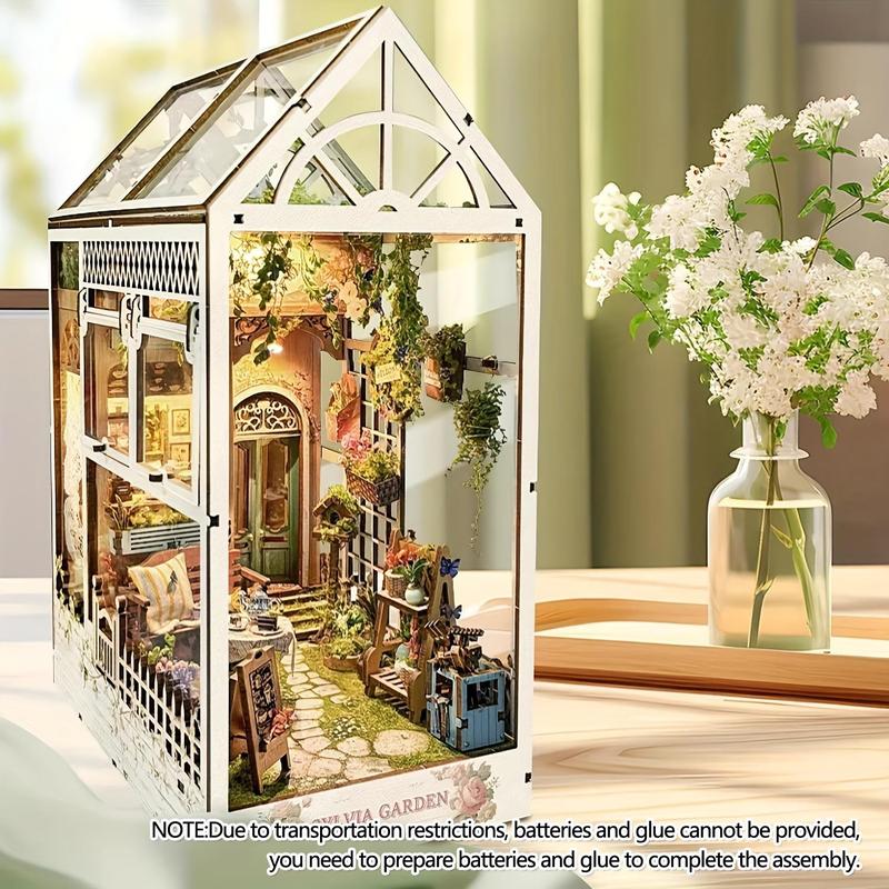 DIY Wooden Book Nook Kit, 1 Box 3D Book Nook Kit, DIY Garden Model Kit, 3D Desktop Decoration Ornament, DIY Model Kit for Bookshelf Decoration, Stocking Fillers Gift