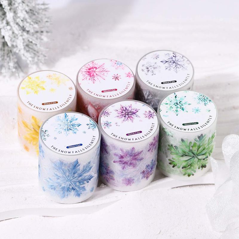 Snowflake Pattern Washi Tape, 1 Roll DIY Decorative Sticker, Scrapbooking & Stamping Supplies for Home School Office, Christmas Gift