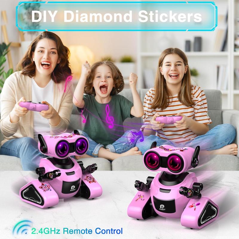 Remote Control Robot Toys with 3D Stickers for 3-5, Christmas Gift for Kids with Music and 4 Color LED Eyes, Singing, Dancing, Birthday for Boys Girls Aged 3 4 5 6 7 Year Old