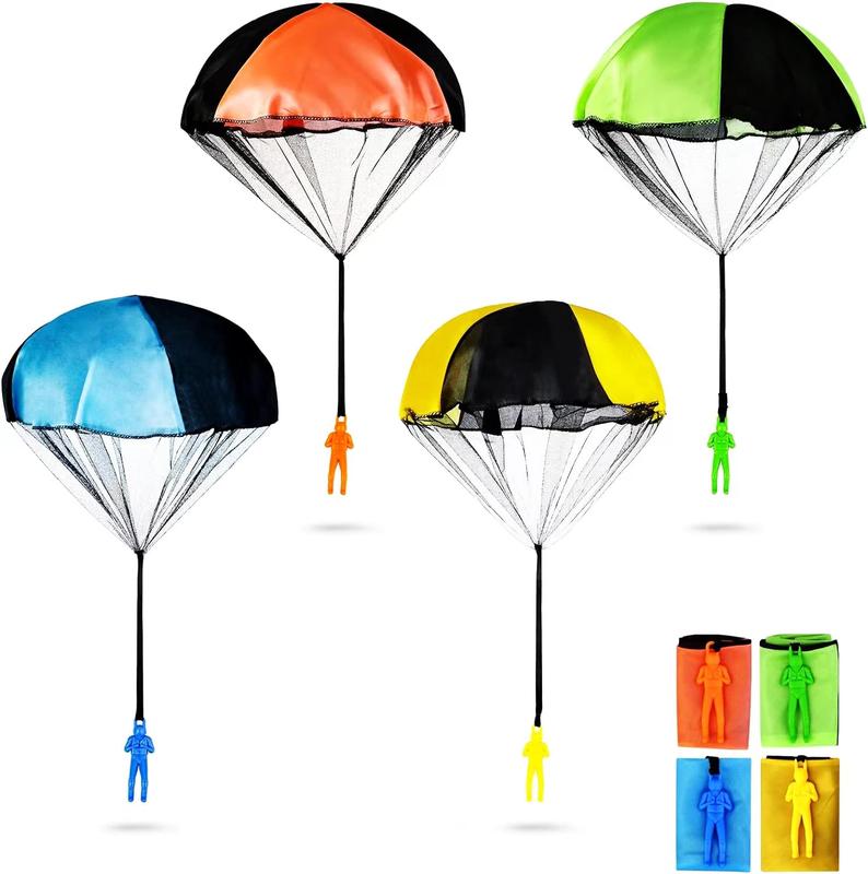 Parachute Toy, Tangle Free Throwing Army Toy Parachute, Outdoor Children's Flying Toys, No Battery nor Assembly Required (4 Pieces Set) (A)