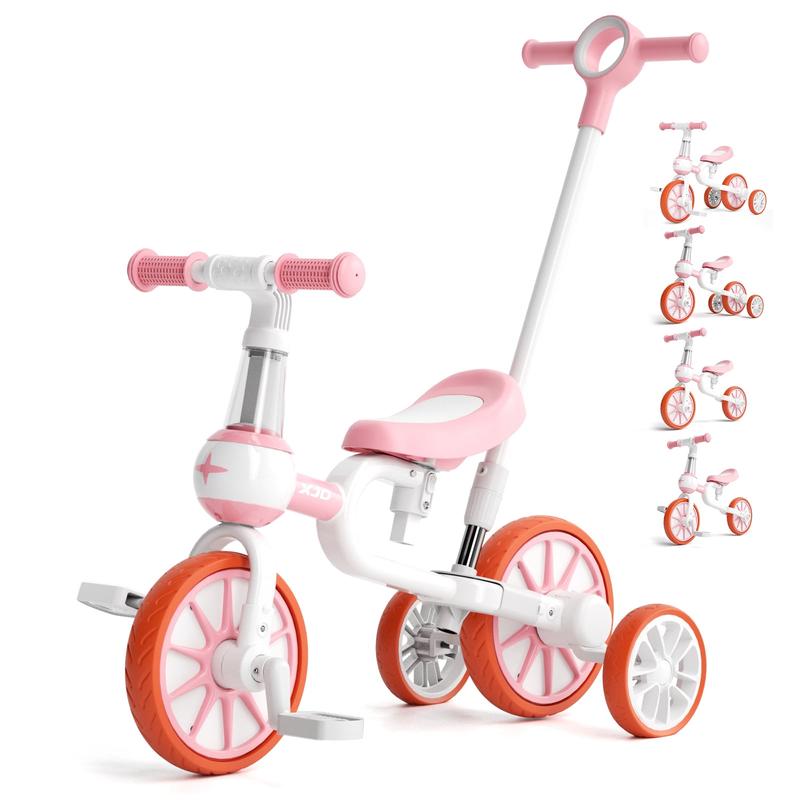 XJD 7-in-1 Toddler Bike with Push Handle for 1 Year to 4 Years Old Kids, Toddler Tricycle Kids Trikes Tricycle, Gift & Toys for Boy & Girl, Balance Training, Removable Pedals