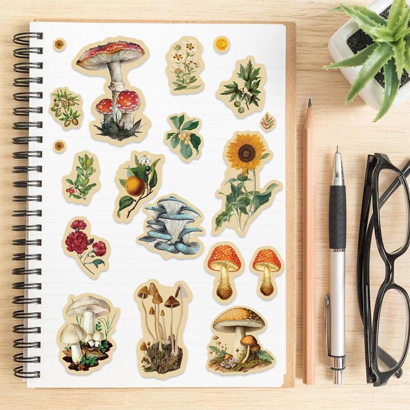 Vintage Plant & Animal Pattern Sticker, 8 Sheets set Creative Decorative Sticker, DIY Decals for Scrapbooking, Journaling, Gift Wrapping