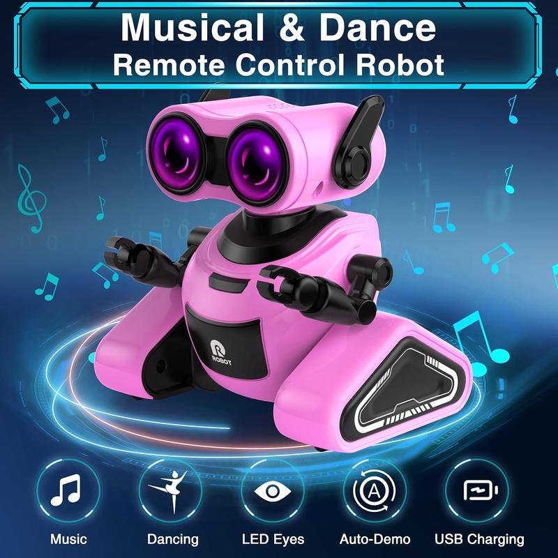 Remote Control Robot Toys with 3D Stickers for 3-5, Christmas Gift for Kids with Music and 4 Color LED Eyes, Singing, Dancing, Birthday for Boys Girls Aged 3 4 5 6 7 Year Old