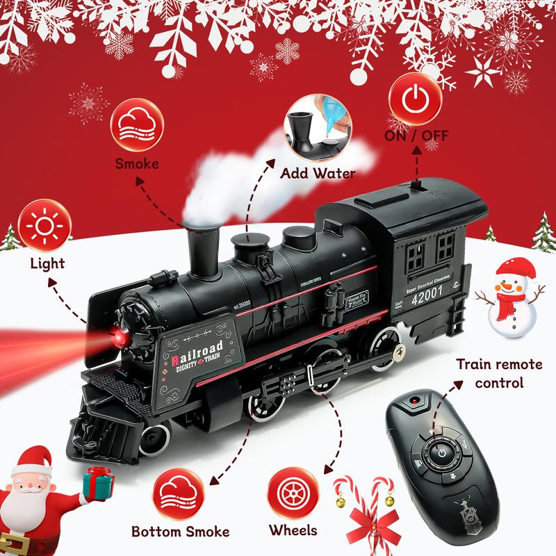 Christmas Remote Control Train Set,  Train Toys for Kids with Smokes, Lights and Sound , Best Christmas Gifts