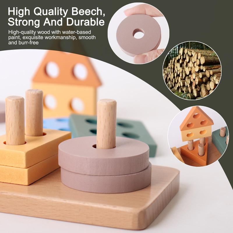 Creative Wooden Shape Sorter Toy (1 Box), Colorful Shape Sorting Toy, Color Sorting Toy, Preschool Educational Toy