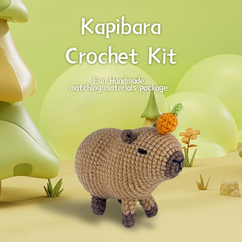 Capybara Crochet Kit, 1 Set Cute Crochet Starter Kit with Step-by-step Video Tutorials, DIY Crochet Kit for Adults, Ideal Creative Gift for Craft Lovers, Christmas Gift