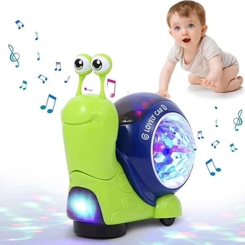 Electric Snail Toy Cute Electronic Animal Crawling Toy, Crawl Snail Design Toys, Toys with Built-in LED Light, Interactive Learning Toy