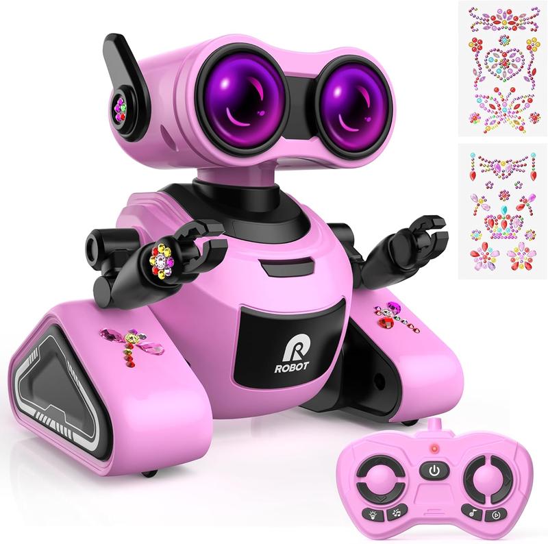 Remote Control Robot Toys with 3D Stickers for 3-5, Christmas Gift for Kids with Music and 4 Color LED Eyes, Singing, Dancing, Birthday for Boys Girls Aged 3 4 5 6 7 Year Old