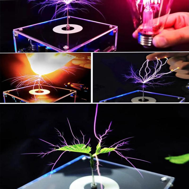 Compatible Musical Tesla CoilTouchable Artificial,LightningSpark Crack Arc Generator DesktopDecoration Arc Plasma Science TeachingExperiment Model